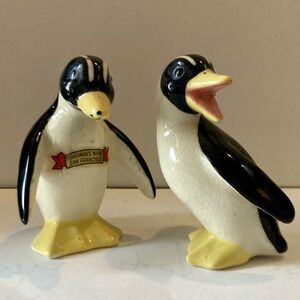 Vintage Penguin Ceramic Salt & Pepper Set Fisherman’s Wharf souvenir